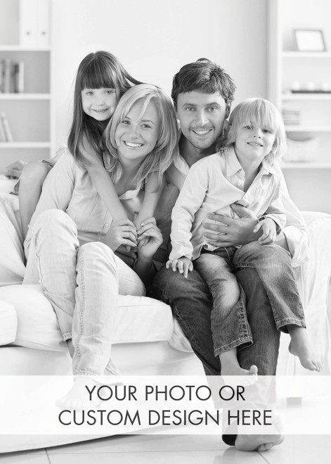 Custom Vertical Image with White Banner Box of 25 Custom Verse Holiday Flat Photo Cards