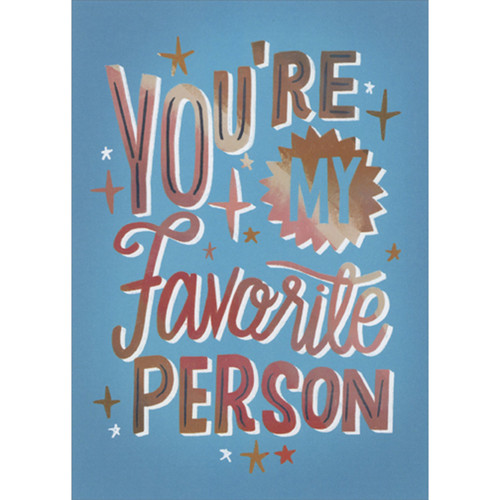 You're My Favorite Person: Words on Blue Romantic Anniversary Card for Husband: You're My Favorite Person