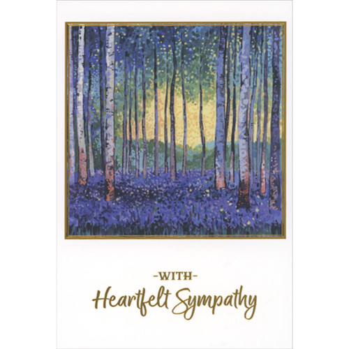 Birch Forest with Purple Vegetation Sympathy Card: With Heartfelt Sympathy