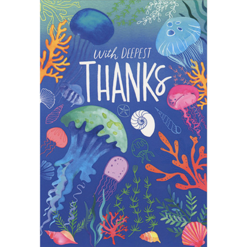 Deepest Thanks: Colorful Marine Life Thank You Card: With Deepest Thanks