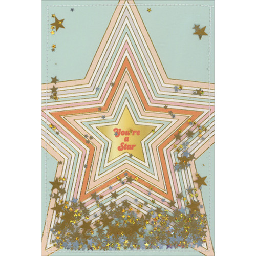 You're a Star: Concentric Stars Confetti Shaker Congratulations Card: You're a Star