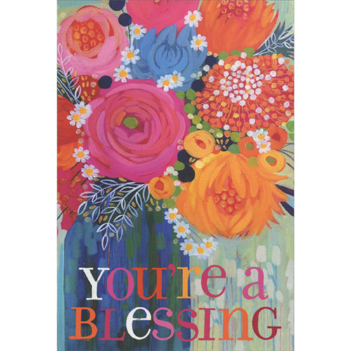 You're a Blessing Bouquet of Large Bright Blooms Thank You Card: You're a Blessing