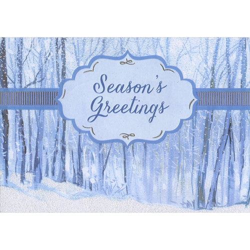 Winter Trees in Blue Season's Greetings Box of 18 Christmas Cards: Season's Greetings