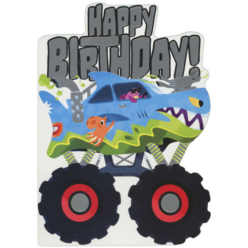 Birthday Card for Boy: Shark Shaped Monster Truck: Happy Birthday!