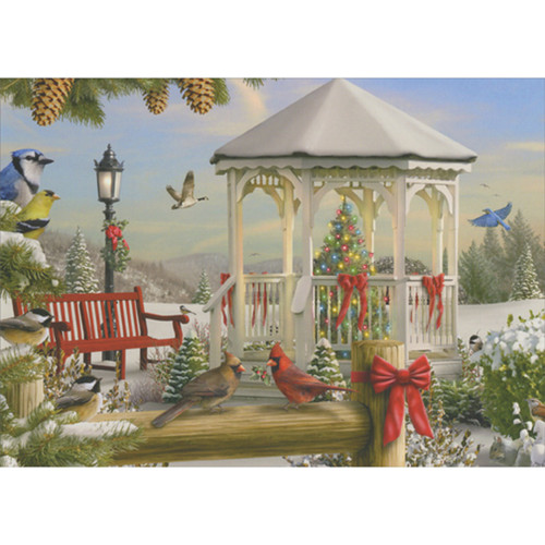 Boxed Christmas Cards: The Spirit of Love II - Wintry White Gazebo Scene, Set of 18