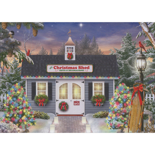 Boxed Christmas Cards: Christmas Shed Gift Shop and Snow Covered Trees, Set of 18: The Christmas Shed - Decorations and Gifts