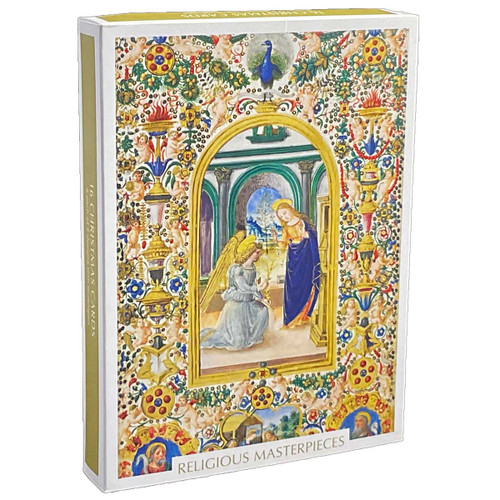 Box of 16 Assorted Christmas Cards: Religious Masterpieces - Angel Blessing, Mary and Jesus