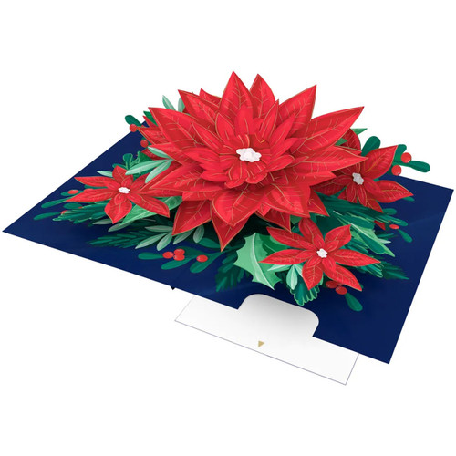 3D Pop Up Christmas Card: Large Red Poinsettia Handmade