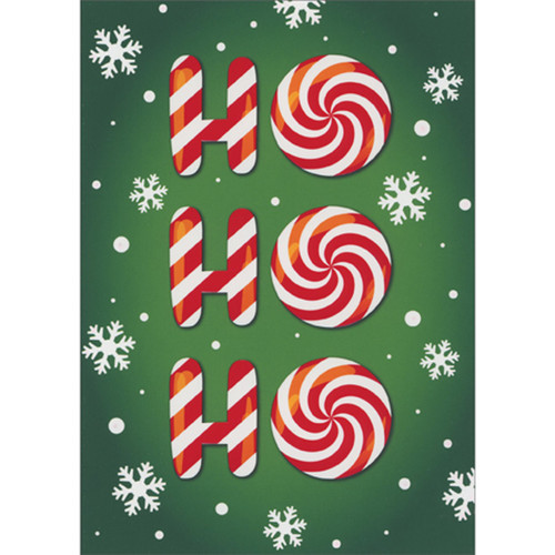 Christmas Card: Ho Ho Ho - Peppermint Swirl Candies: Ho Ho Ho