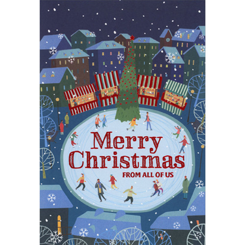 Christmas Card from All of Us: Night Ice Skating at Village Center: Merry Christmas From All Of Us!