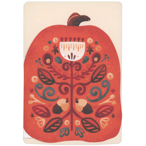 Thanksgiving Card: Flower and Acorns Painted on Pumpkin