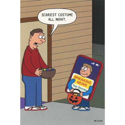Funny Halloween Card: Breaking News Phone Scariest Costume: Scariest costume all night. - Breaking News - Top Stories