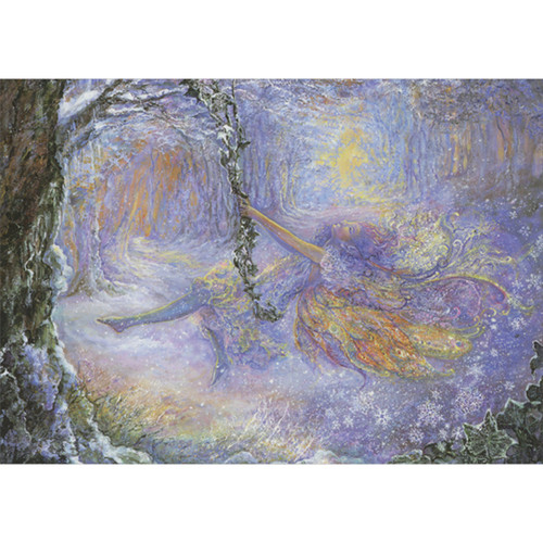 Boxed New Year Cards: Sparkling Fairy Swinging in Wintry Forest, Set of 14