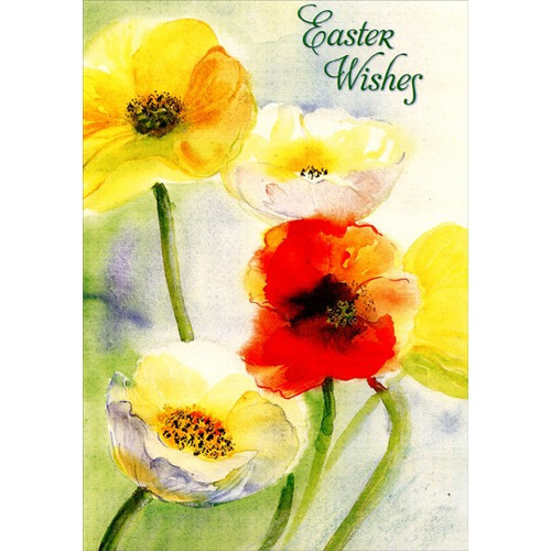 Watercolor Flowers Easter Card: Easter Wishes