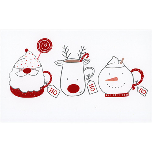 Money Holder / Gift Card Holder Christmas Card: Santa, Reindeer, Snowman Mugs: Ho Ho Ho