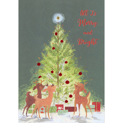 Handmade 3D Christmas Card for Someone Special: All is Merry and Bright, Reindeer and Tree: All Is Merry and Bright