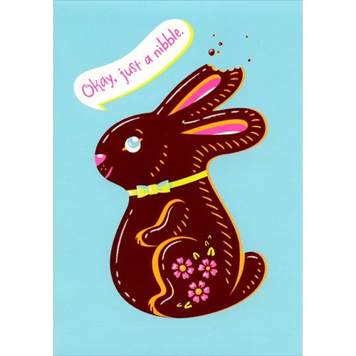 Chocolate Bunny Easter Card: Okay, just a nibble.