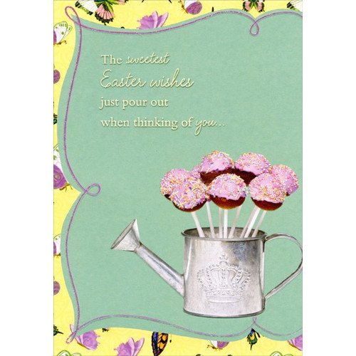 Desserts in Watering Can Easter Card: The sweetest Easter wishes just pour out when thinking of you…