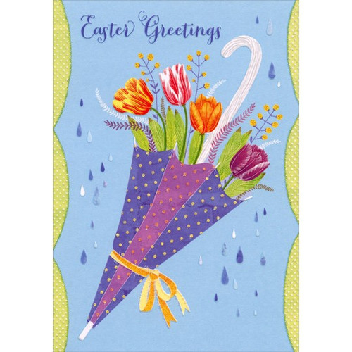 Umbrella Floral Easter Card: Easter Greetings