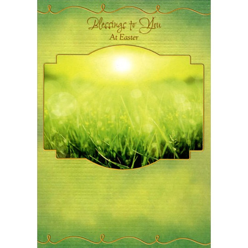 Green Blessings to You Religious Easter Card: Bessings to You At Easter