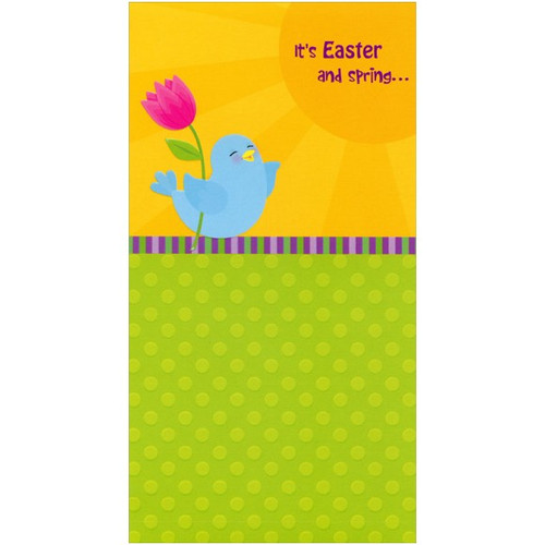 Joyful Blue Bird with Flower Easter Card: It's Easter and spring…