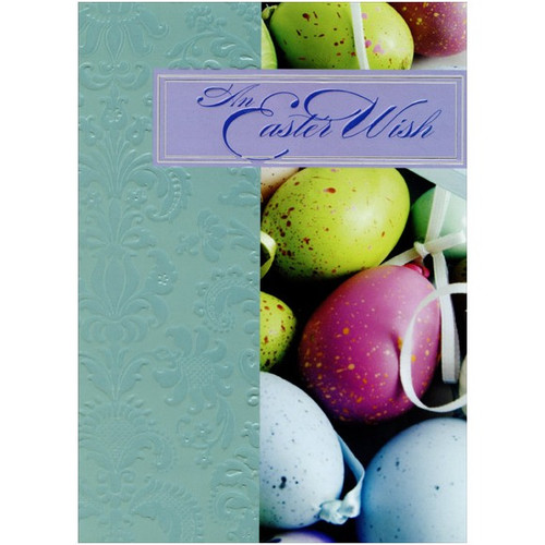 Spotted Eggs with White Ribbon Easter Card: An Easter Wish