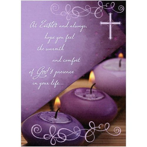 3 Purple Candles Religious Easter Card: At Easter and always, hope you feel the warmth and comfort of God's presence in your life…