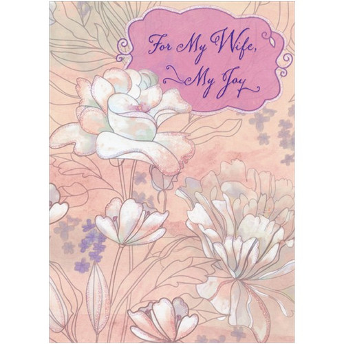 Sparkling Flowers on Pink: Wife Easter Card: For My Wife  -  My Joy