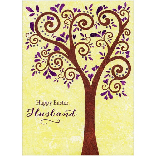 Tree with Purple Leaves: Husband Easter Card: Happy Easter, Husband