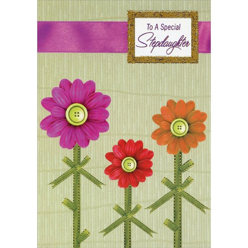 Pink, Red and Orange Flowers: Stepdaughter Easter Card: To A Special Stepdaughter