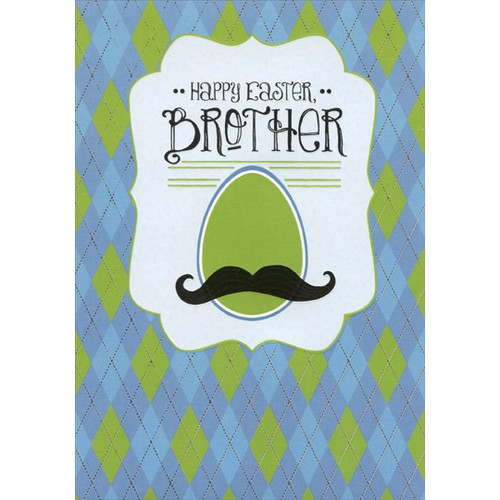 Mustache on Green Egg: Brother Easter Card: Happy Easter, Brother