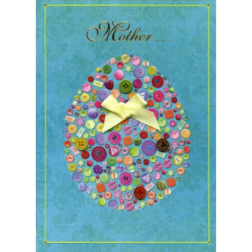Egg with Tip On Buttons and Ribbon: Mother Designer Boutique Handmade Easter Card: Mother…