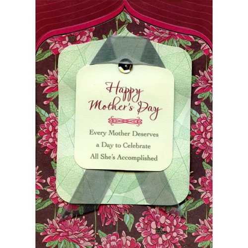 Hanging Outfits with Sequin Handmade Designer Boutique Mother's Day Card: Happy Mother's Day - Every Mother Deserves a Day to Celebrate All She's Accomplished