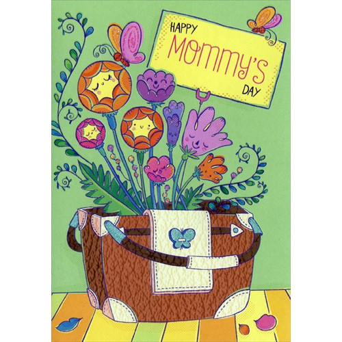 Flowers in Purse: Mommy Juvenile Mother's Day Card: Happy Mommy's Day