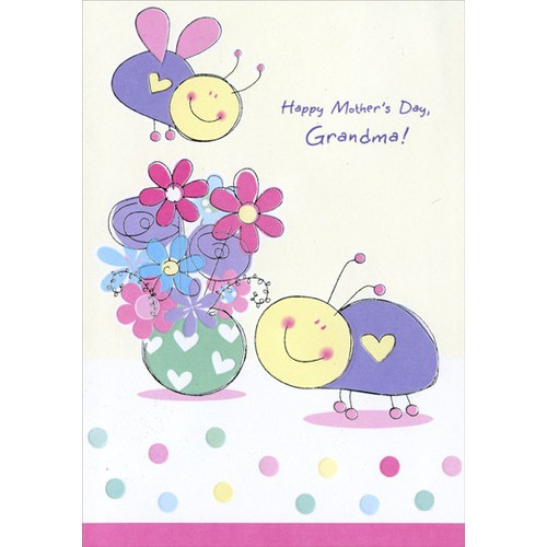 2 Smiling Ladybugs: Grandma Mother's Day Card: Happy Mother's Day, Grandma!