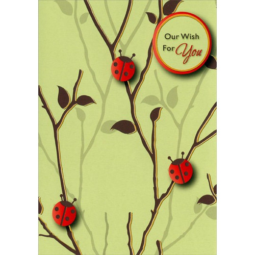 Three Ladybugs on Branches Mother's Day Card: Our Wish For You