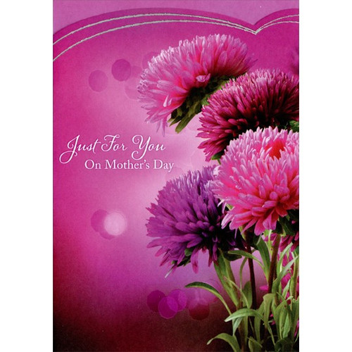 Four Pink Flowers Mother's Day Card: Just For You On Mother's Day