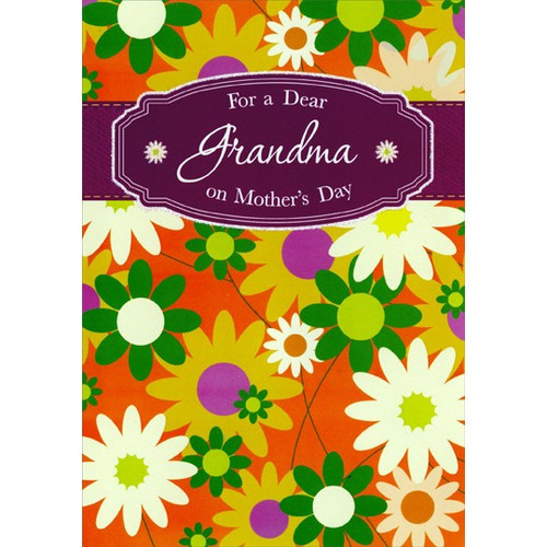 Green, White and Gold Flowers: Grandma Mother's Day Card: For a Dear Grandma on Mother's Day