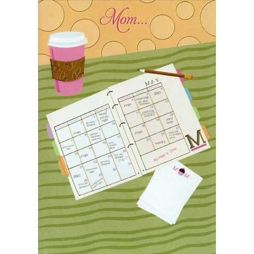 Gold Foil Planner and Coffee Cup: Mom Mother's Day Card: Mom…