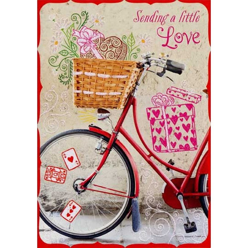 Bicycle with Basket: One I Love Mother's Day Card: Sending a little Love