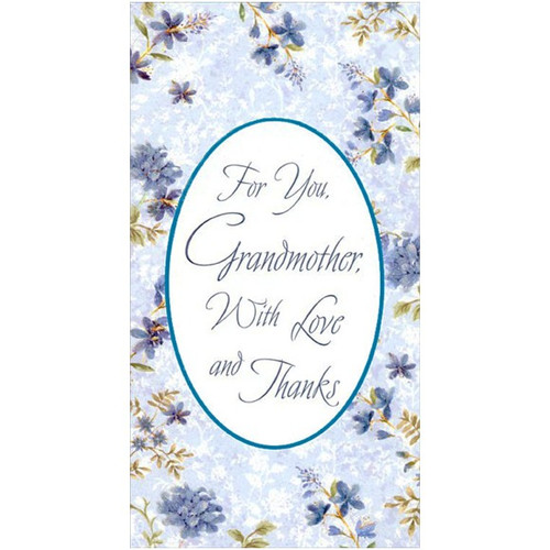 Blue Foil Oval Frame and Flowers: Grandmother Mother's Day Card: For You, Grandmother, With Love and Thanks