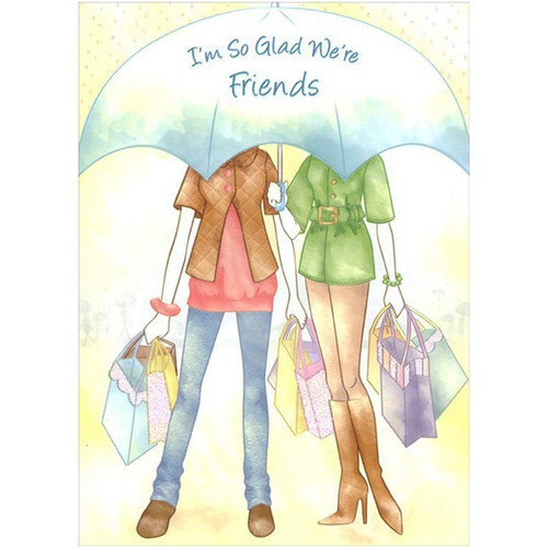 Friends Under Umbrella Mother's Day Card: I'm So Glad We're Friends