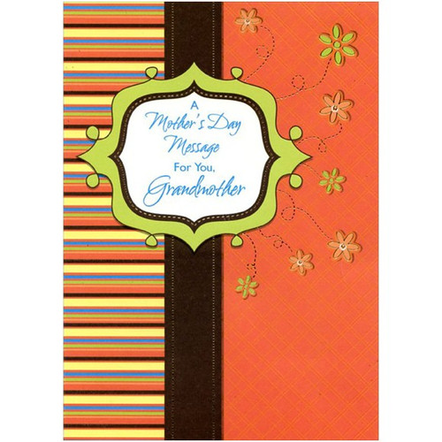 Green Banner on Brown, Orange and Yellow: Grandmother Mother's Day Card: A Mother's Day Message For You, Grandmother