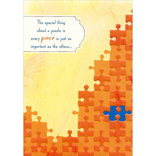 Puzzle Piece: Fight Autism Support Card: The special thing about a puzzle is every piece is just as important as the others…