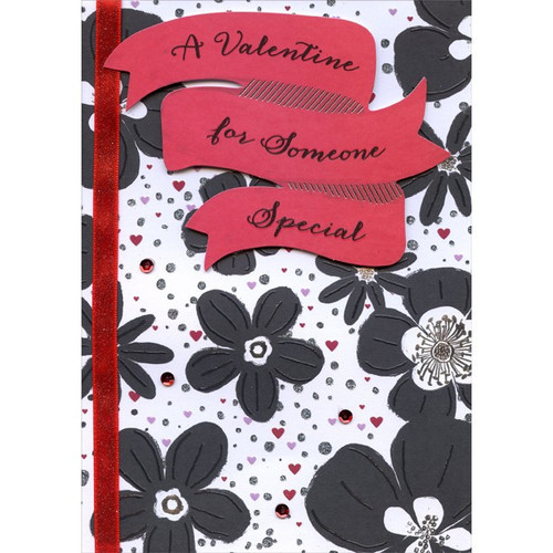Black Flowers with Silver Foil Hand Crafted: Someone Special Premium Keepsake Valentine's Day Card: A Valentine for Someone Special