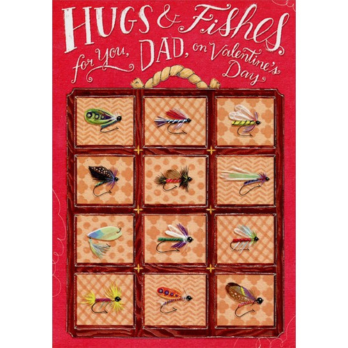Fishing Lures: Dad Valentine's Day Card: Hugs and Fishes for you, Dad, on Valentine's Day