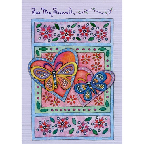 Colorful Butterfles and Hearts: Friend Valentine's Day Card: For My Friend