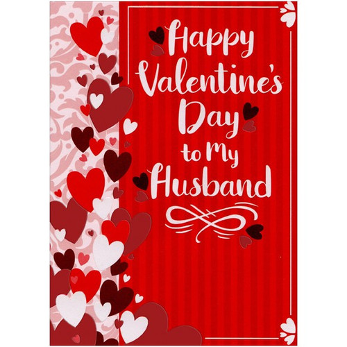Hearts and Vertical Stripes: Husband Valentine's Day Card: Happy Valentine's Day to My Husband