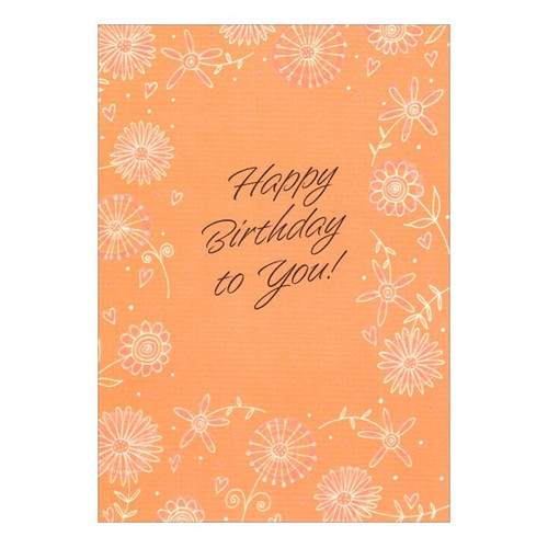 Pearlized Foil Flowers and Swirls Birthday Card: Happy Birthday to You!