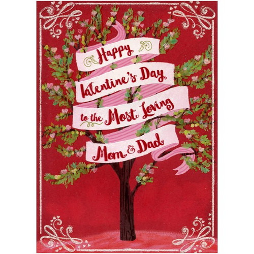 Most Loving Tree: Mom & Dad Parents Valentine's Day Card: Happy Valentine's Day to the Most Loving Mom & Dad